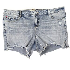 Slink Jeans Womens Plus Size 20 Distressed Denim Shorts Light Wash Frayed Hem